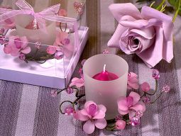 Elegant Frosted Lavender Glass Flower Candle Holder - Out of stock untill 1-30