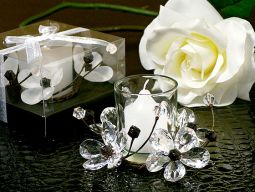 Elegant Black & White Crystals Flower Candle Holder - Out of stock untill 2-28