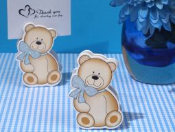Cute And Cuddly Blue Teddy Place Card Holder