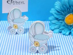 Adorable Blue Baby Stroller Place Card Holder