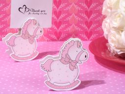 Precious Pink Rocking Horse Place Card Holder