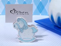 Precious Blue Rocking Horse Place Card Holder