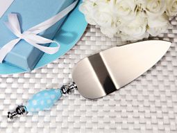 Murano cake server blue and white dot handle