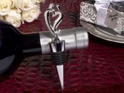 Two hearts become one silver wine stopper