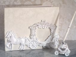 Enchanted White Wedding Coach 3 pc accessory set