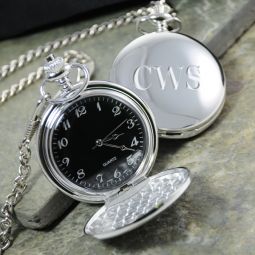 Black Face Silver-Plated Pocket Watch