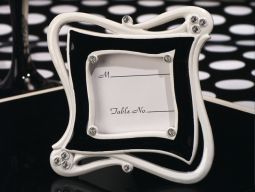 Stylish and chic black and white epoxy place card frame favor