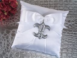 Silver Fleur De Lis Ring Pillow