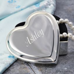 Engraved Silver Heart Keepsake Box