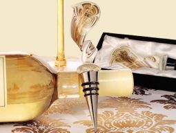 "Murano art deco collection" elegant golden swirl wine stopper