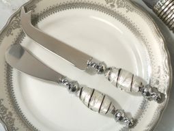 Murano art deco Cheese knife and spreader set