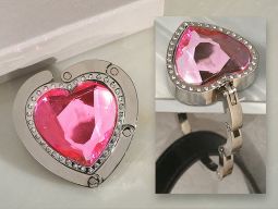 Murano art deco collection Heart shape pink crystal handbag holder