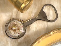 Murano art deco bottle opener golden brown glass bead