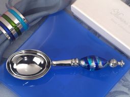 Murano art deco Ice Cream Scoop silver and blue handle