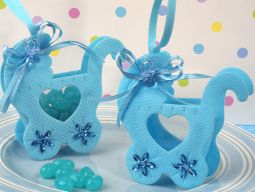 Adorable blue baby carriage bag / holder