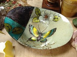 Murano Oval dish butterfly design