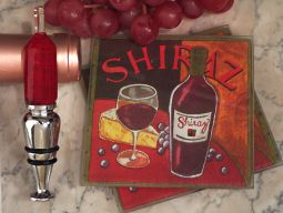 Murano collection Red wine design Coaster and bottle stopper set