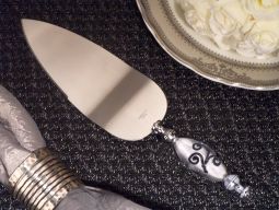 Damask design Murano art silver cake server