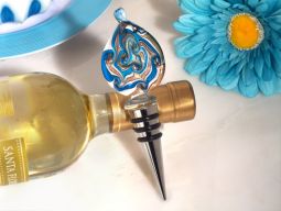Murano teardrop design teal and gold bottle stopper