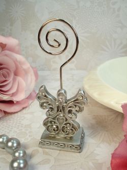 Antique Silver design angel placecard holder