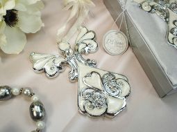 Medium ivory silver angel ornament
