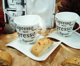 4pc Espresso Design set Biscotti Plate