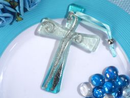 Murano style cross collection blue and silver design