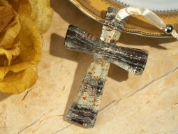 Murano style cross collection brown and silver wave design