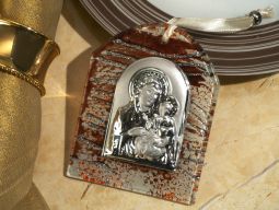 Murano art deco collection hanging icon brown and silver wave design