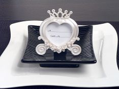 Heart Shaped Wedding Coach Place Card  Frame Pearl White