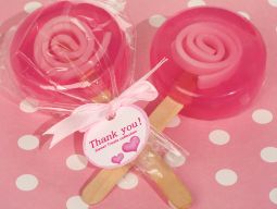 Sweet treats pink lollipop soap favor.
