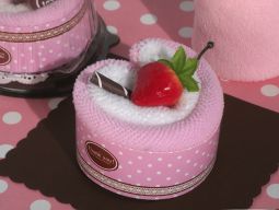 Sweet Treats Collection Strawberry heart shape cupcake towel favor