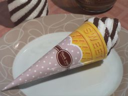 Sweet Treats Collection Chocolate swirl Ice cream cone towel favor