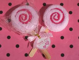 Sweet Treats Collection Pink Lollipop towel favor