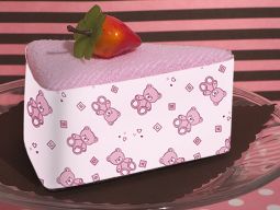 Towel cake favor pink teddy bear design