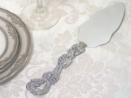 "Signature Collection" By Cassiani Chrome Cake Server with Grapes design
