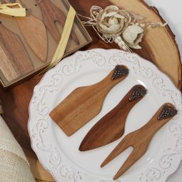 Bamboo Wood Cheese Spreader - Knife Set Favors
