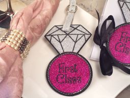 "First class" Glitter Luggage tag
