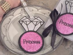 "Princess" Pink glitter tag
