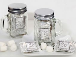 Mint Candy Favors with Mason Jar 25Th Anniversary Design