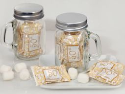 Mint Candy Favors with Mason Jar 50Th Anniversary Design