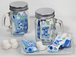 Mint Candy Favors with Mason Jar Boys First Birthday Design