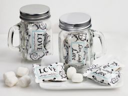 Mint Candy Favors with Mason Jar Live, Love, Laugh Design