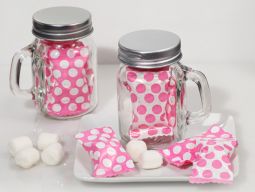 Mint Candy Favors with Mason Jar Pink Dot Design