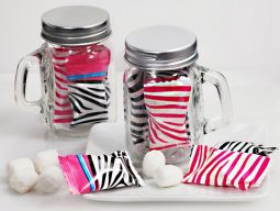 Mint Candy Favors with Mason Jar Pink Zebra Design