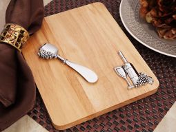 Stylish wood cheese  cutting board with wine design