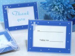Blessed event blue cross glass photo frame