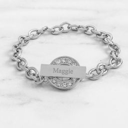 Personalized Rhinestone Toggle Bracelet