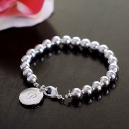 Personalized Silver Bead Bracelet