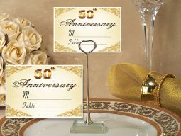 Metal Place Card Holder with 50Th Anniversary Design Card